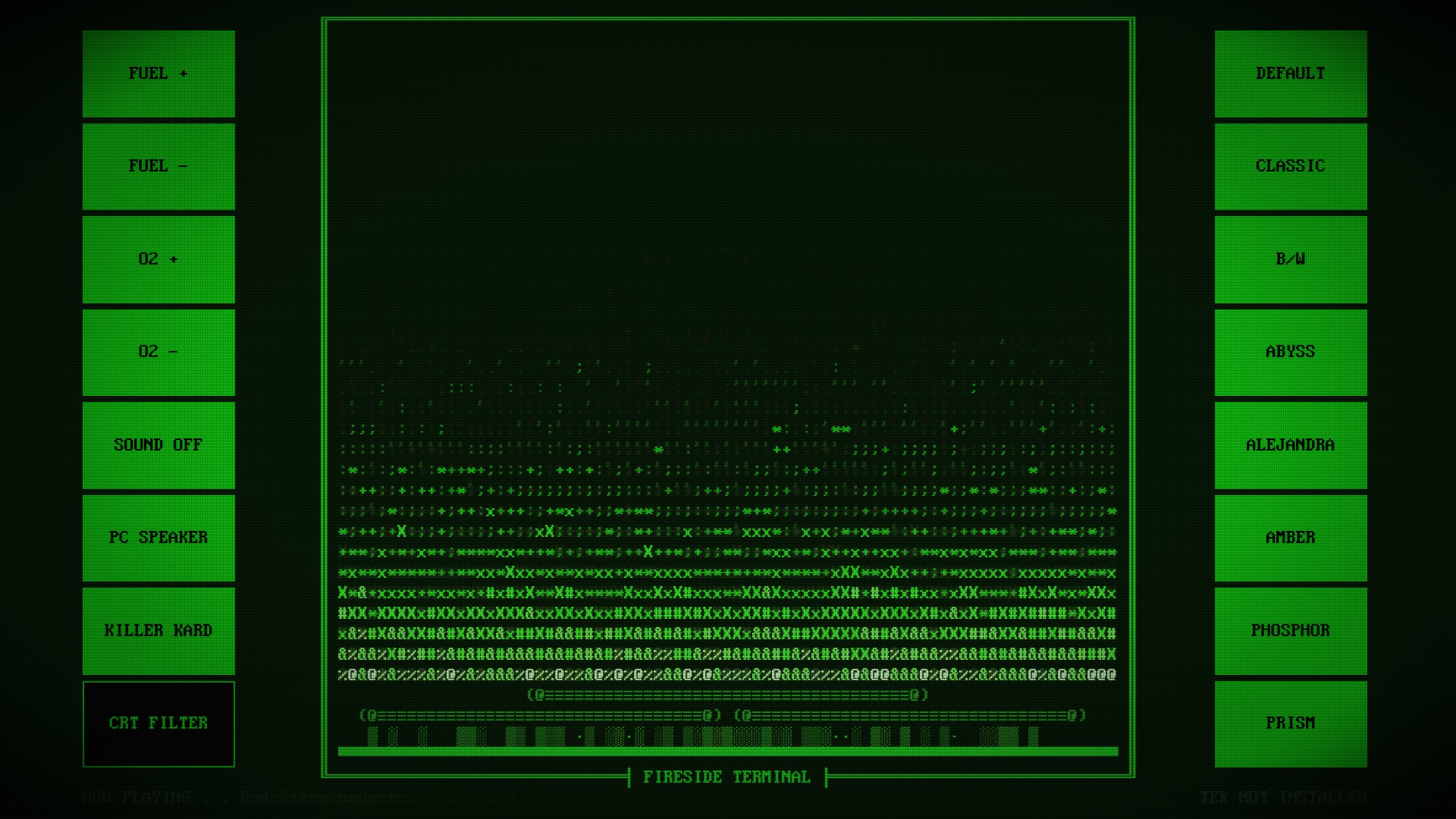 Phosphor green fire under the CRT filter